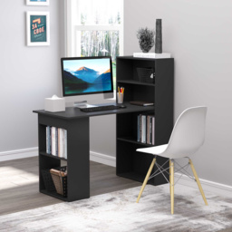 Portland Modern Compact 6-Tier Desk Black - Size: 120 x 55 x 120cm - Wilko - thumbnail 5