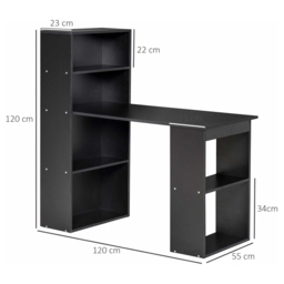 Portland Modern Compact 6-Tier Desk Black - Size: 120 x 55 x 120cm - Wilko - thumbnail 7