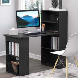 Portland Modern Compact 6-Tier Desk Black - Size: 120 x 55 x 120cm - Wilko - thumbnail 1