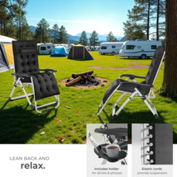 tectake Cloud Black Zero Gravity Foldable Sun Lounger - Size: 113 x 84 x 103cm - Wilko - thumbnail 5