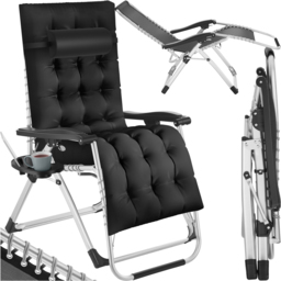 tectake Cloud Black Zero Gravity Foldable Sun Lounger - Size: 113 x 84 x 103cm - Wilko - thumbnail 3