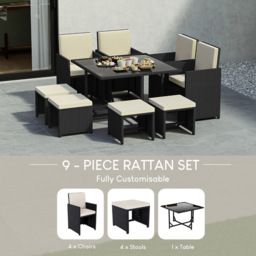 Garden Vida Cuba Rattan Effect 8 Seater Dining Set Black - Wilko - thumbnail 6
