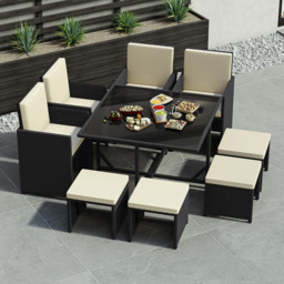 Garden Vida Cuba Rattan Effect 8 Seater Dining Set Black - Wilko - thumbnail 4