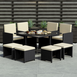 Garden Vida Cuba Rattan Effect 8 Seater Dining Set Black - Wilko - thumbnail 1