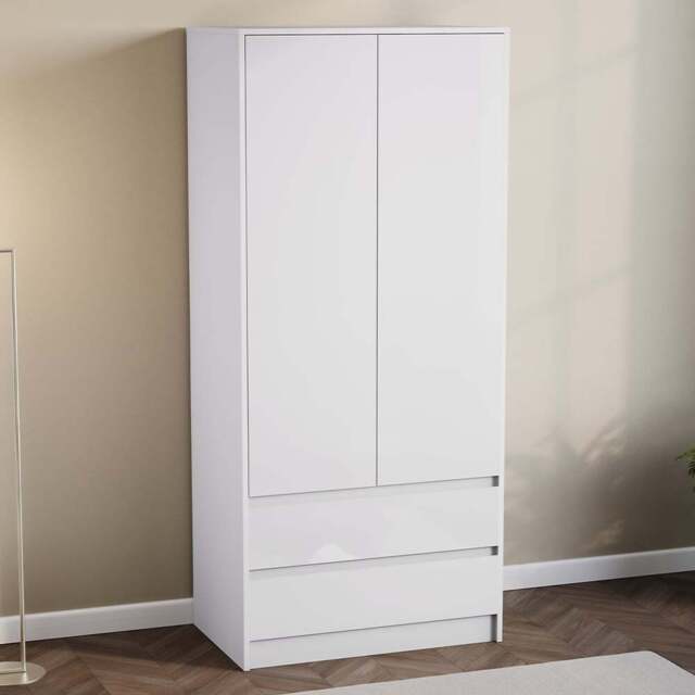 Vida Designs Glinton 2 Door 2 Drawer White Wardrobe - Size: 2 Door, 2 Drawer - Wilko - image 1