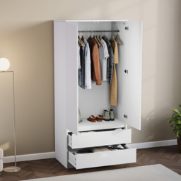 Vida Designs Glinton 2 Door 2 Drawer White Wardrobe - Size: 2 Door, 2 Drawer - Wilko - thumbnail 5