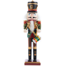 Living and Home Wooden Nutcracker Soldier Christmas Ornament - Size: 30 x 9 x 9cm - Multi - Wilko - thumbnail 1