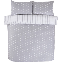 Rapport Home So Soft Spots and Stripes King Size Grey Brushed Microfibre Duvet Set - Wilko - thumbnail 3