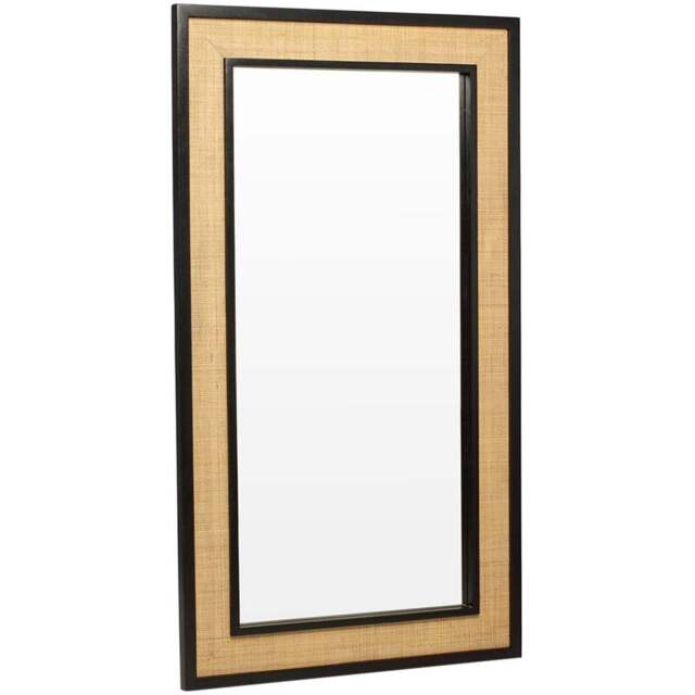 Desser Venice Black Natural Rattan Long Floor Mirror - Size: 160 x 90cm - Wilko - image 1