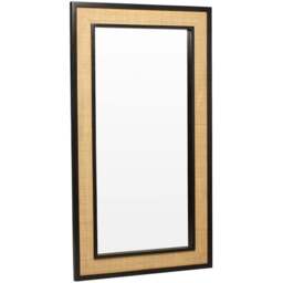 Desser Venice Black Natural Rattan Long Floor Mirror - Size: 160 x 90cm - Wilko