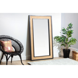 Desser Venice Black Natural Rattan Long Floor Mirror - Size: 160 x 90cm - Wilko - thumbnail 3