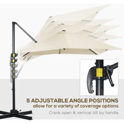 Outsunny Cream White Crank Handle Cantilever Parasol 2.5m - Size: 3m - Wilko - thumbnail 6