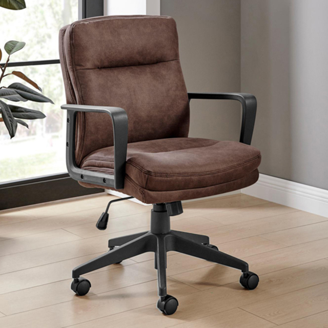 Furniturebox Racicot Brown Faux Leather Office Chair - Size: 67 x 61 x 67cm - Wilko - image 1