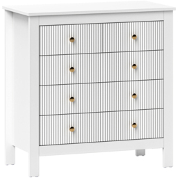 Portland 5 Drawer White Fluted Chest of Drawers with Gold Tone Handles - Wilko - thumbnail 3