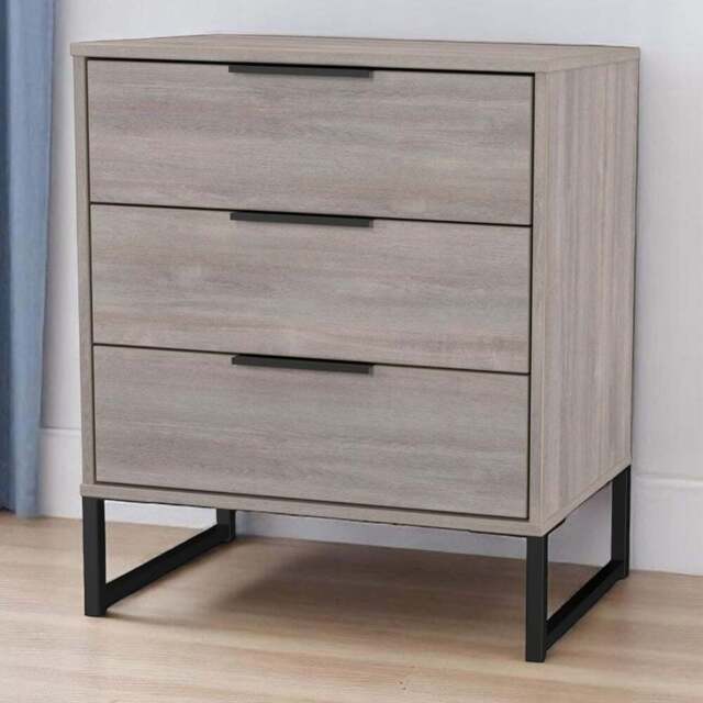 Crowndale Hong Kong 3 Drawer Grey Oak Midi Chest of Drawers Ready Assembled - Wilko - image 1