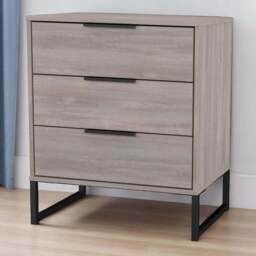 Crowndale Hong Kong 3 Drawer Grey Oak Midi Chest of Drawers Ready Assembled - Wilko - thumbnail 1