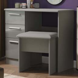 Crowndale Knightsbridge 3 Drawer Grey Gloss and Dusk Grey Vanity Dressing Table Ready Assembled - Size: 80 x 93 x 42cm - Grey Gloss & Dusk Grey - Wilk