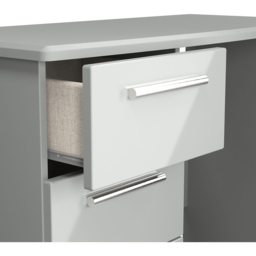 Crowndale Knightsbridge 3 Drawer Grey Gloss and Dusk Grey Vanity Dressing Table Ready Assembled - Size: 80 x 93 x 42cm - Grey Gloss & Dusk Grey - Wilk - thumbnail 7