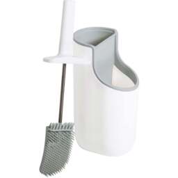 ADDiS White and Grey Toilet Brush with Holder - Size: 43 x 16 x 13cm - Wilko