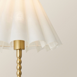 ValueLights Maeve White and Gold Scallop Pleated Tapered Shade Bobbin Bobble Table Lamp and Bulb - Size: 37.3 x 25 x 25cm - Wilko - thumbnail 4