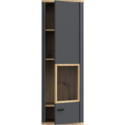 Florence Klara Single Door Grey and Oak Glass Display Cabinet with LED Lighting - Size: 126.4 x 43.5 x 41.4cm - Multi - Furniture To Go - Wilko - thumbnail 5