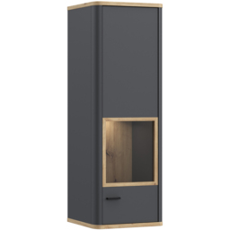 Florence Klara Single Door Grey and Oak Glass Display Cabinet with LED Lighting - Size: 126.4 x 43.5 x 41.4cm - Multi - Furniture To Go - Wilko - thumbnail 3