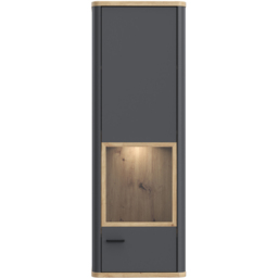 Florence Klara Single Door Grey and Oak Glass Display Cabinet with LED Lighting - Size: 126.4 x 43.5 x 41.4cm - Multi - Furniture To Go - Wilko - thumbnail 4