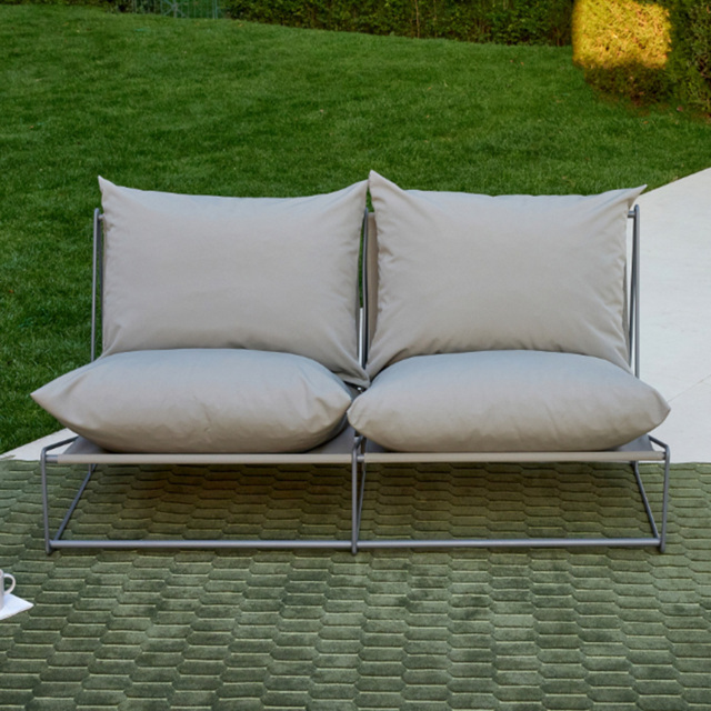 Home Detail Marina 2 Seater Grey Steel Garden Sofa with Cushions - Wilko - image 1