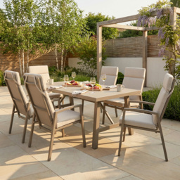 Stowbridge Dining Table and Chair Set Taupe - Size: 6 Seater - Wilko - thumbnail 4