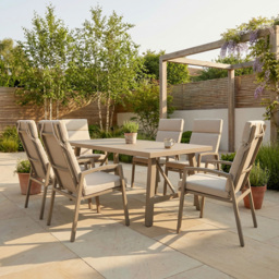 Stowbridge Dining Table and Chair Set Taupe - Size: 6 Seater - Wilko - thumbnail 1