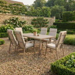 Stowbridge Dining Table and Chair Set Taupe - Size: 6 Seater - Wilko - thumbnail 6