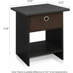 Walplus Single Bin Drawer Espresso Dario Side Table - Size: 39.37 x 45.21 x 39.37cm - Black - Wilko - thumbnail 6