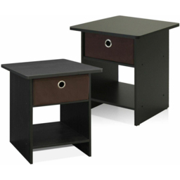 Walplus Single Bin Drawer Espresso Dario Side Table - Size: 39.37 x 45.21 x 39.37cm - Black - Wilko - thumbnail 3