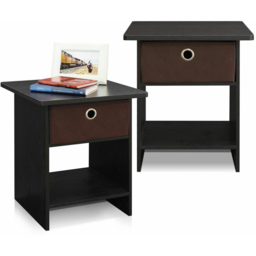 Walplus Single Bin Drawer Espresso Dario Side Table - Size: 39.37 x 45.21 x 39.37cm - Black - Wilko - thumbnail 4