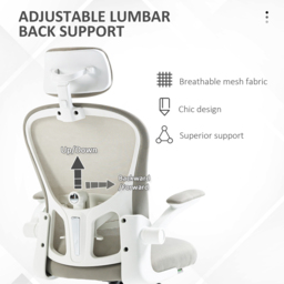 Portland Mesh Office Chair with 4D Lumbar Support - Size: 120 x 64 x 62cm - Grey - Wilko - thumbnail 7