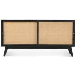 Desser Manhattan 2 Door Sliding Black Rattan and Mango Wood Sideboard - Size: 45 x 150 x 75cm - Wilko - thumbnail 3