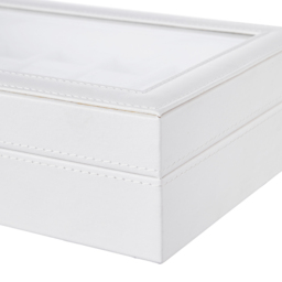Living and Home 12 Slot White Faux Leather Watch Display Box with Glass Lid - Size: 8 x 30 x 20cm - Wilko - thumbnail 7