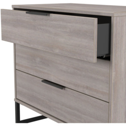 Crowndale Hong Kong 3 Drawer Grey Oak Chest of Drawers Ready Assembled - Wilko - thumbnail 7