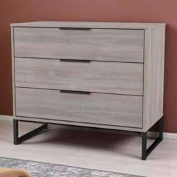 Crowndale Hong Kong 3 Drawer Grey Oak Chest of Drawers Ready Assembled - Wilko - thumbnail 1