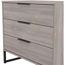 Crowndale Hong Kong 3 Drawer Grey Oak Chest of Drawers Ready Assembled - Wilko - thumbnail 6