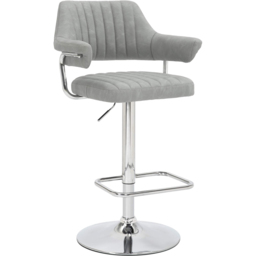 Shankar Cortez Grey Leather Light Bar Stool Set of 2 - Wilko - thumbnail 3