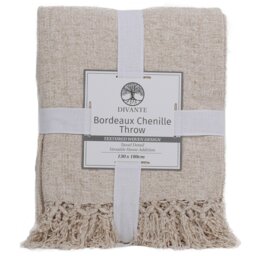 Divante Bordeaux Chenille Natural Throw 130 x 180cm - Wilko - thumbnail 1