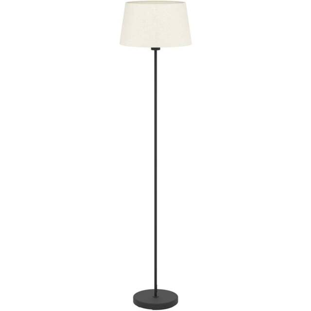 EGLO Febres White Fabric and Black Steel Traditional Floor Lamp - Size: 15.3 x 35 x 153cm - Wilko