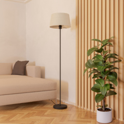 EGLO Febres White Fabric and Black Steel Traditional Floor Lamp - Size: 15.3 x 35 x 153cm - Wilko - thumbnail 5