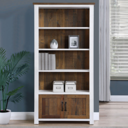 Baumhaus Splash of White 2 Door 4 Shelf White Large Open Bookcase - Wilko