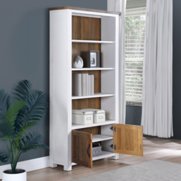 Baumhaus Splash of White 2 Door 4 Shelf White Large Open Bookcase - Wilko - thumbnail 4