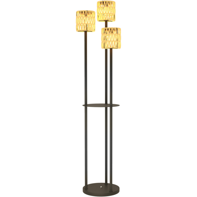 Outsunny Yellow 3 Light Rattan Solar Floor Lamp with Shelf - Size: 144 x 37 x 37cm - Wilko - image 1