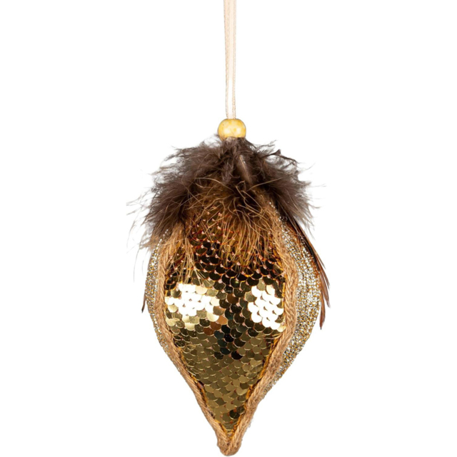 Shatchi Gold Sequin Teardrop Bauble 3 Pack - Size: 25 x 2 x 8cm - Wilko - image 1