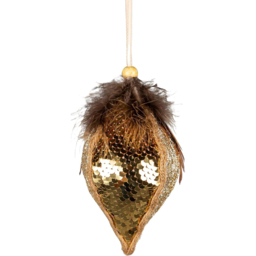 Shatchi Gold Sequin Teardrop Bauble 3 Pack - Size: 25 x 2 x 8cm - Wilko - thumbnail 1