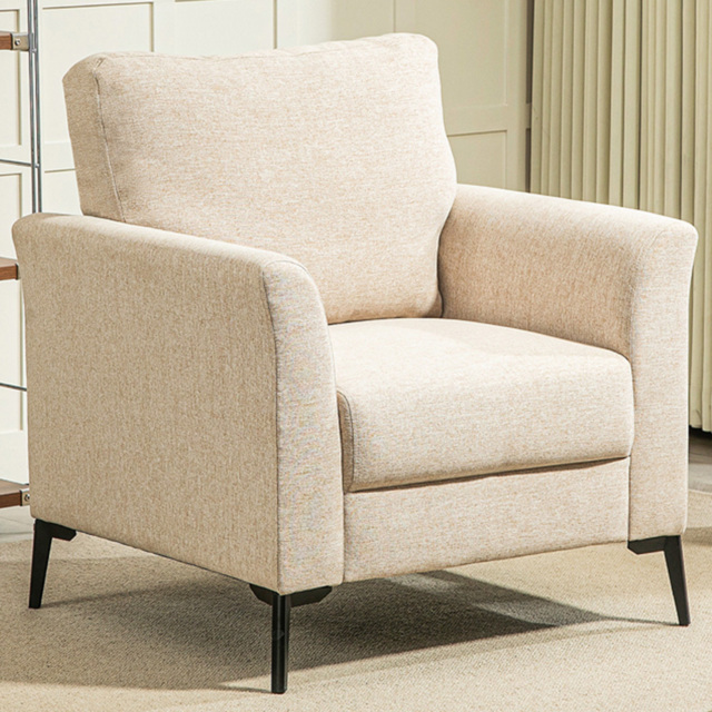 HOMCOM Modern Cream Linen Fabric Accent Chair - Size: Single - Yellow - Wilko - image 1